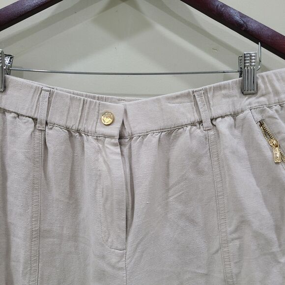 Calvin Klein Womens Linen Blend Pull On Pants Large Tan Lightweight Beachy - Picture 3 of 12